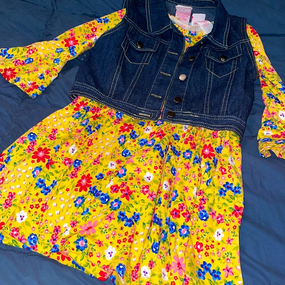 Yellow Dress with matching Vest - size 7